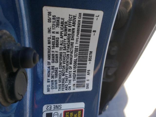 Photo 11 VIN: 1HGFA16596L107881 - HONDA CIVIC LX 