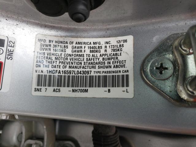 Photo 11 VIN: 1HGFA16597L043097 - HONDA CIVIC 