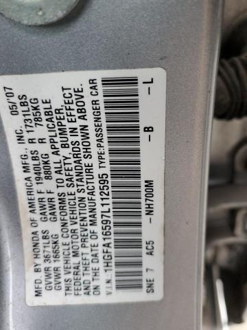 Photo 11 VIN: 1HGFA16597L112595 - HONDA CIVIC 