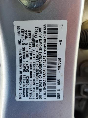 Photo 12 VIN: 1HGFA16598L102487 - HONDA CIVIC 