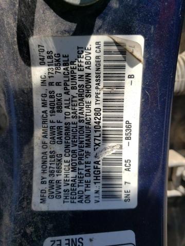 Photo 11 VIN: 1HGFA165X7L104280 - HONDA CIVIC 