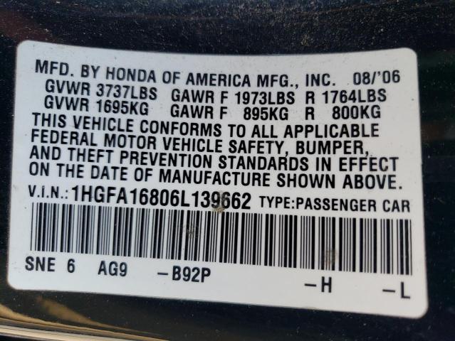 Photo 11 VIN: 1HGFA16806L139662 - HONDA CIVIC 