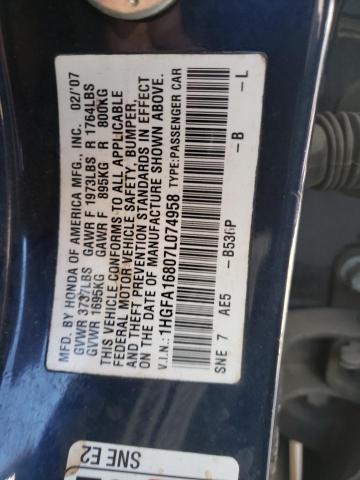 Photo 12 VIN: 1HGFA16807L074958 - HONDA CIVIC EX 