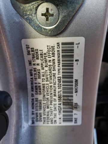 Photo 12 VIN: 1HGFA16807L102483 - HONDA CIVIC 