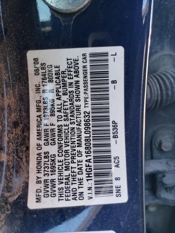 Photo 11 VIN: 1HGFA16808L098632 - HONDA CIVIC EX 