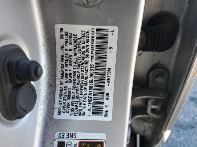 Photo 11 VIN: 1HGFA16816L069315 - HONDA CIVIC 