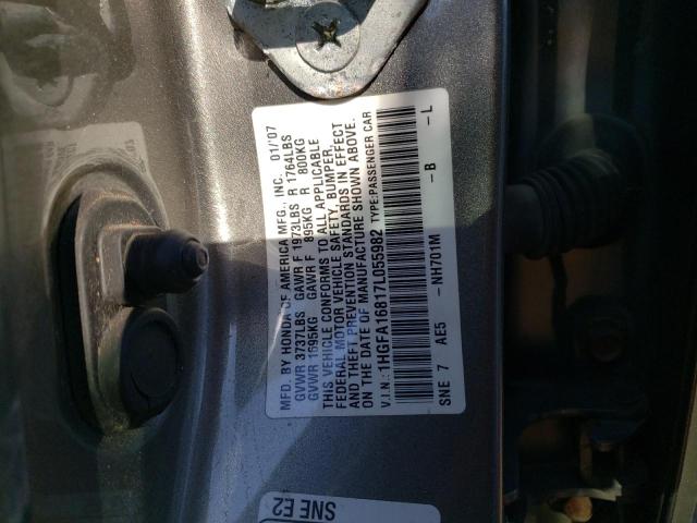 Photo 9 VIN: 1HGFA16817L055982 - HONDA CIVIC EX 