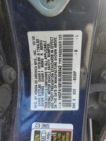 Photo 11 VIN: 1HGFA16819L008342 - HONDA CIVIC EX 