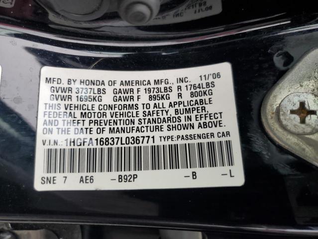 Photo 11 VIN: 1HGFA16837L036771 - HONDA CIVIC EX 