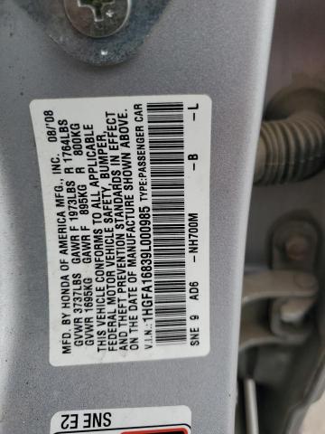 Photo 11 VIN: 1HGFA16839L000985 - HONDA CIVIC EX 