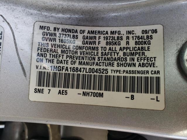 Photo 11 VIN: 1HGFA16847L004525 - HONDA CIVIC 