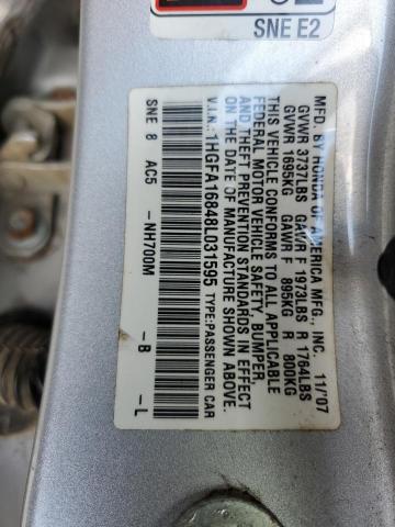 Photo 12 VIN: 1HGFA16848L031595 - HONDA CIVIC EX 