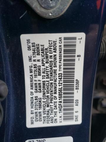 Photo 11 VIN: 1HGFA16856L121433 - HONDA CIVIC 