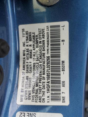 Photo 11 VIN: 1HGFA16857L028266 - HONDA CIVIC EX 