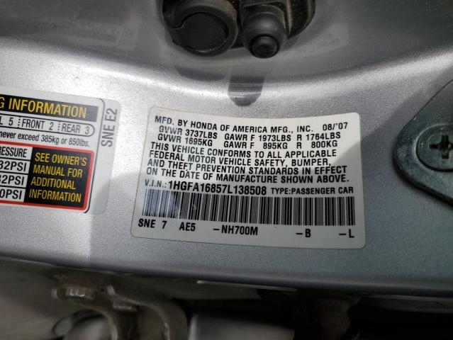 Photo 11 VIN: 1HGFA16857L138508 - HONDA CIVIC 