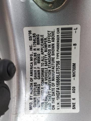 Photo 11 VIN: 1HGFA16866L075756 - HONDA CIVIC EX 