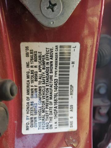 Photo 11 VIN: 1HGFA16876L140453 - HONDA CIVIC EX 