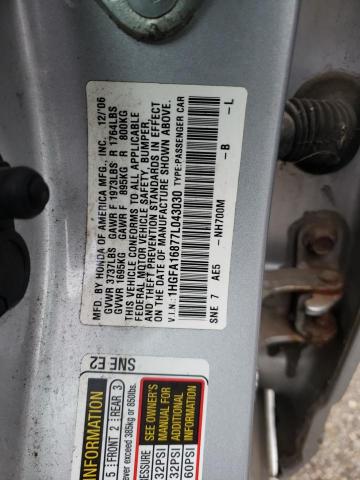 Photo 11 VIN: 1HGFA16877L043030 - HONDA CIVIC EX 