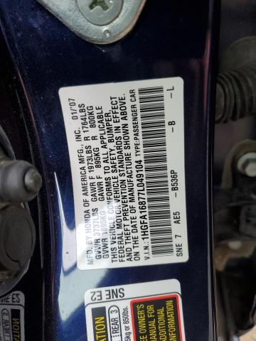 Photo 11 VIN: 1HGFA16877L049104 - HONDA CIVIC 