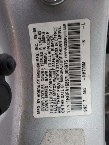 Photo 11 VIN: 1HGFA16887L003975 - HONDA CIVIC EX 