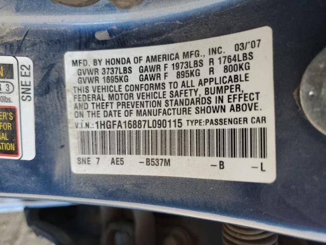 Photo 11 VIN: 1HGFA16887L090115 - HONDA CIVIC 