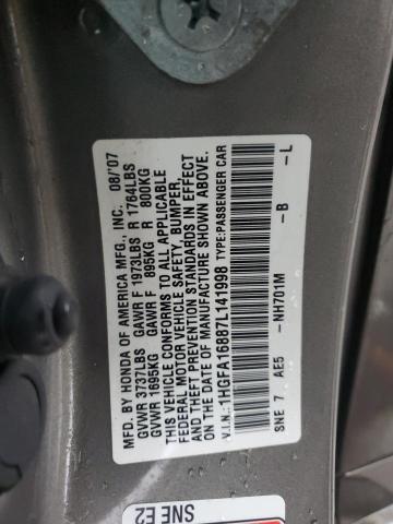 Photo 11 VIN: 1HGFA16887L141998 - HONDA CIVIC EX 