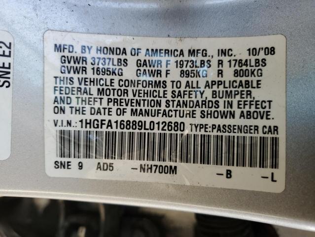 Photo 12 VIN: 1HGFA16889L012680 - HONDA CIVIC 