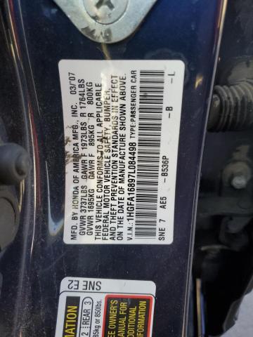 Photo 11 VIN: 1HGFA16897L084498 - HONDA CIVIC EX 