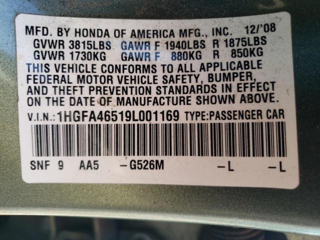 Photo 11 VIN: 1HGFA46519L001169 - HONDA CIVIC GX 