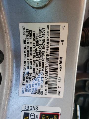 Photo 11 VIN: 1HGFA46577L000816 - HONDA CIVIC 