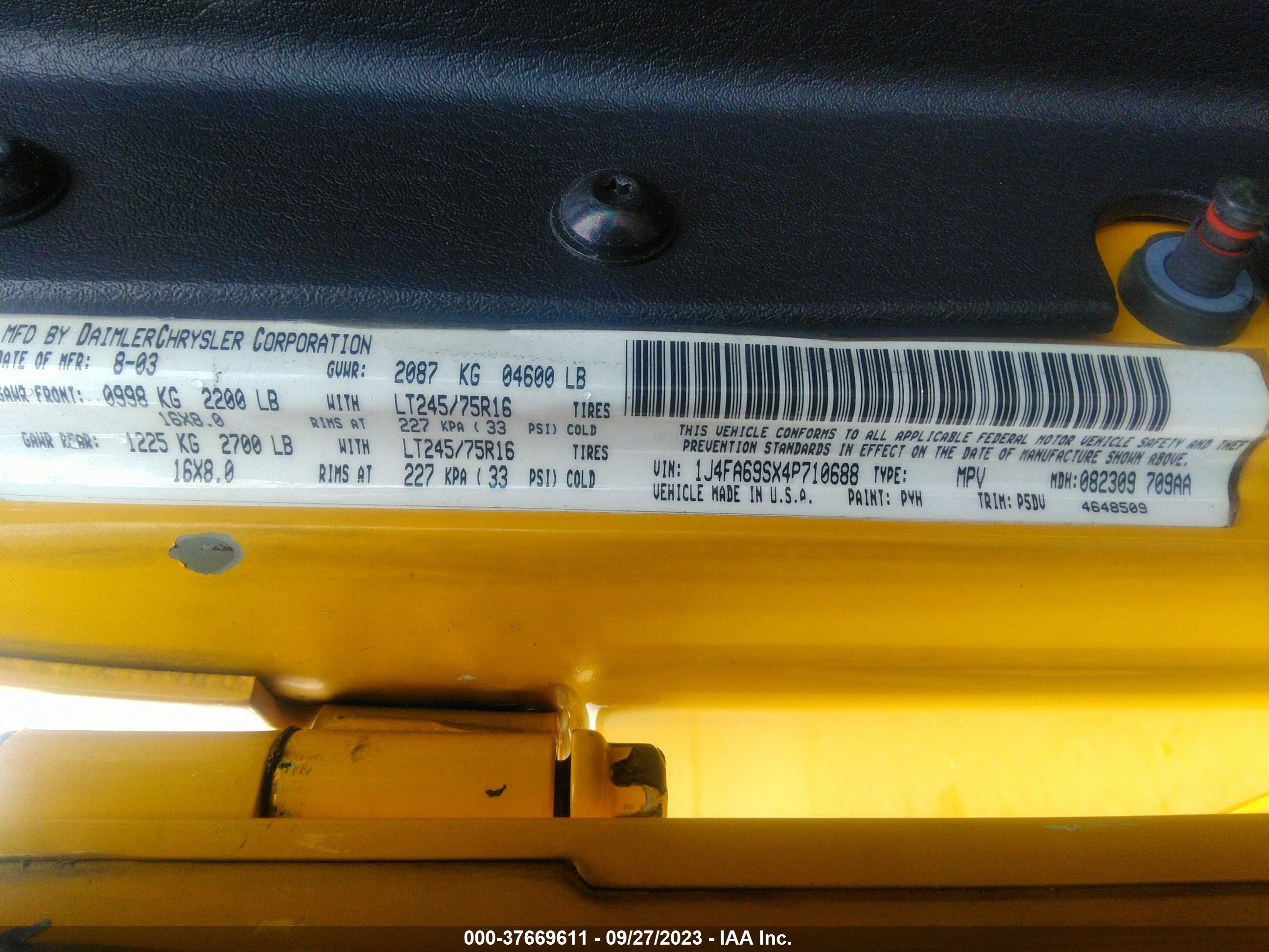 Photo 8 VIN: 1J4FA69SX4P710688 - JEEP WRANGLER 