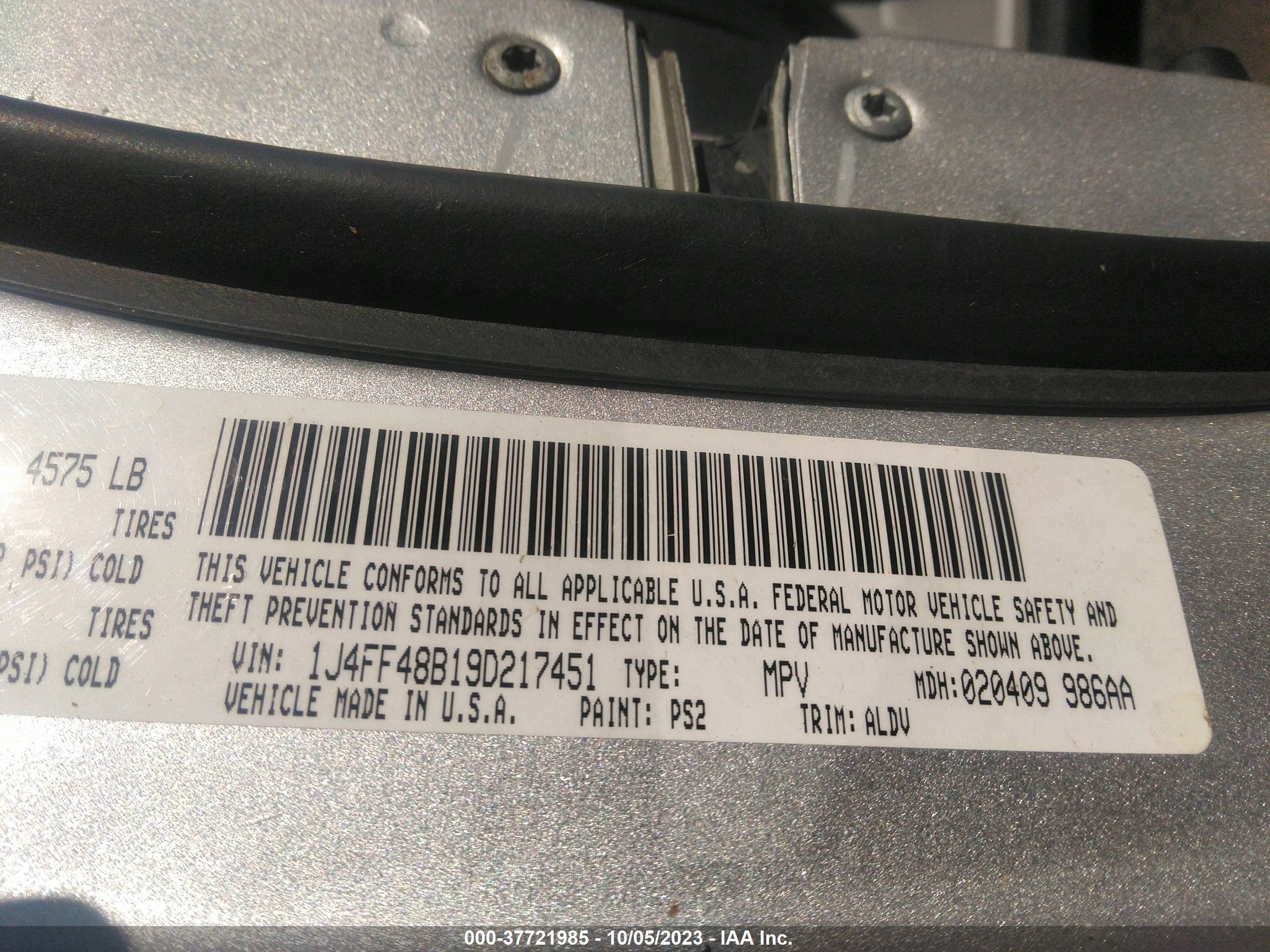 Photo 8 VIN: 1J4FF48B19D217451 - JEEP LIBERTY (PATRIOT) 