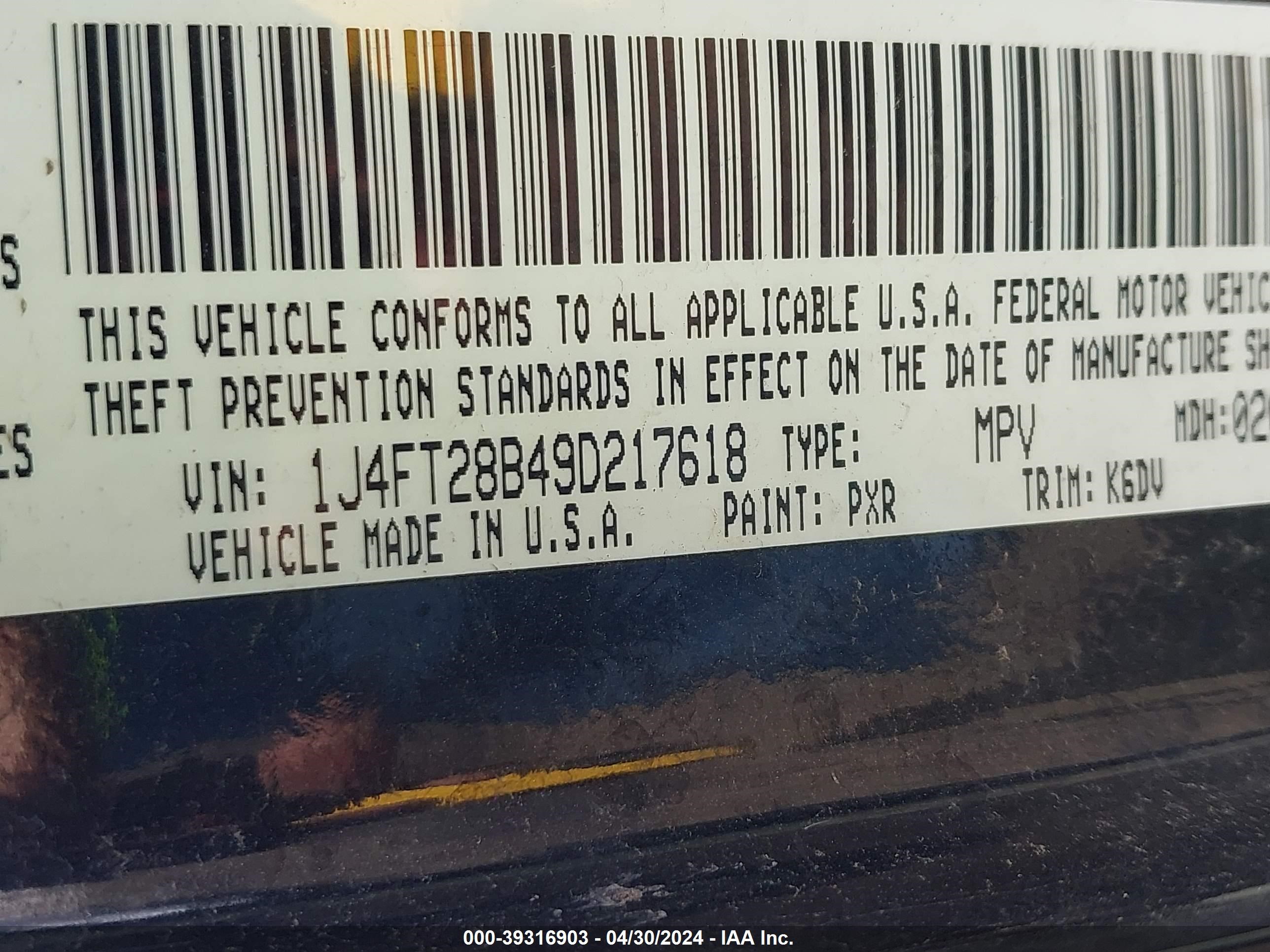 Photo 8 VIN: 1J4FT28B49D217618 - JEEP LIBERTY (PATRIOT) 