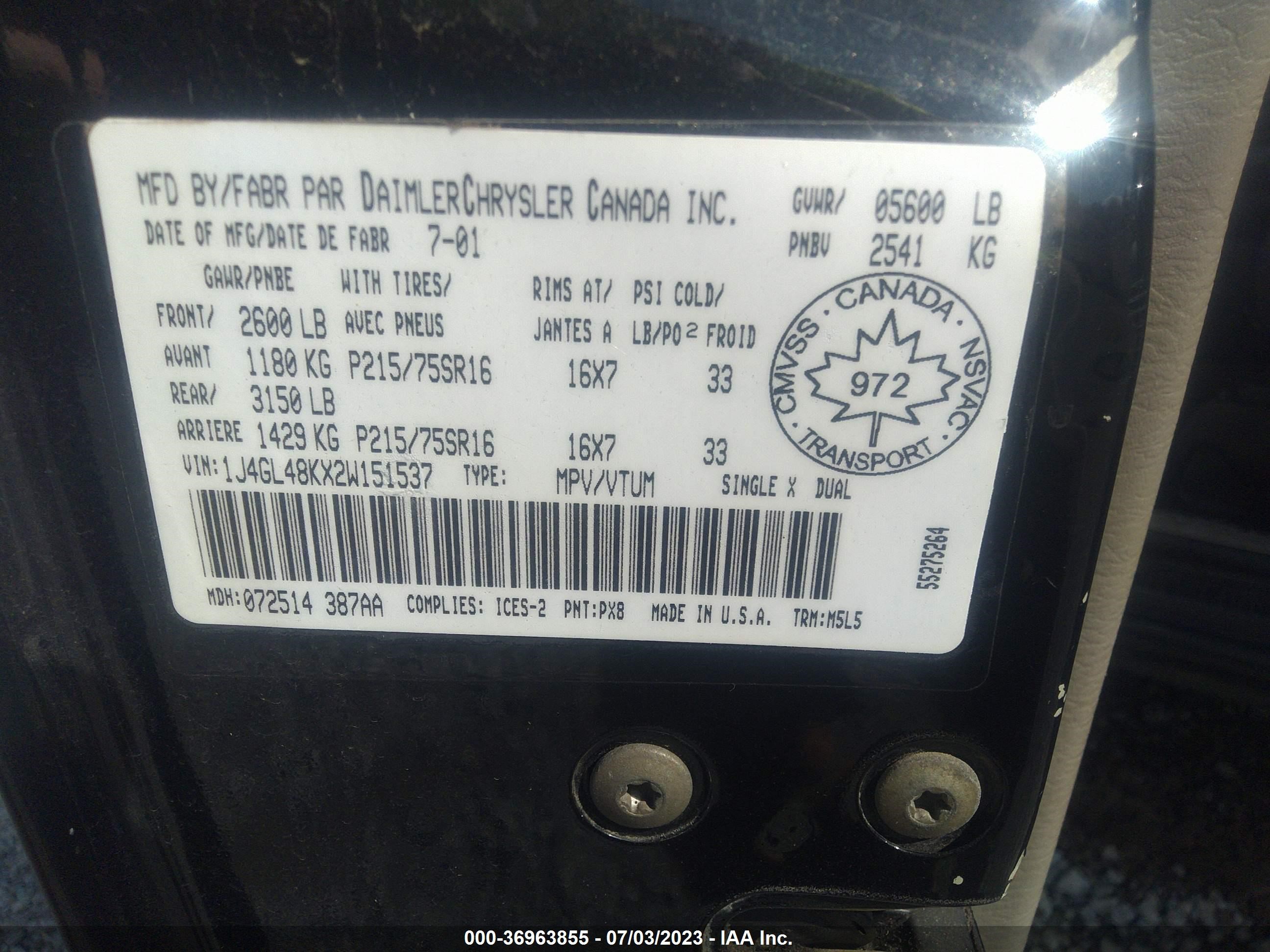 Photo 8 VIN: 1J4GL48KX2W151537 - JEEP LIBERTY (NORTH AMERICA) 