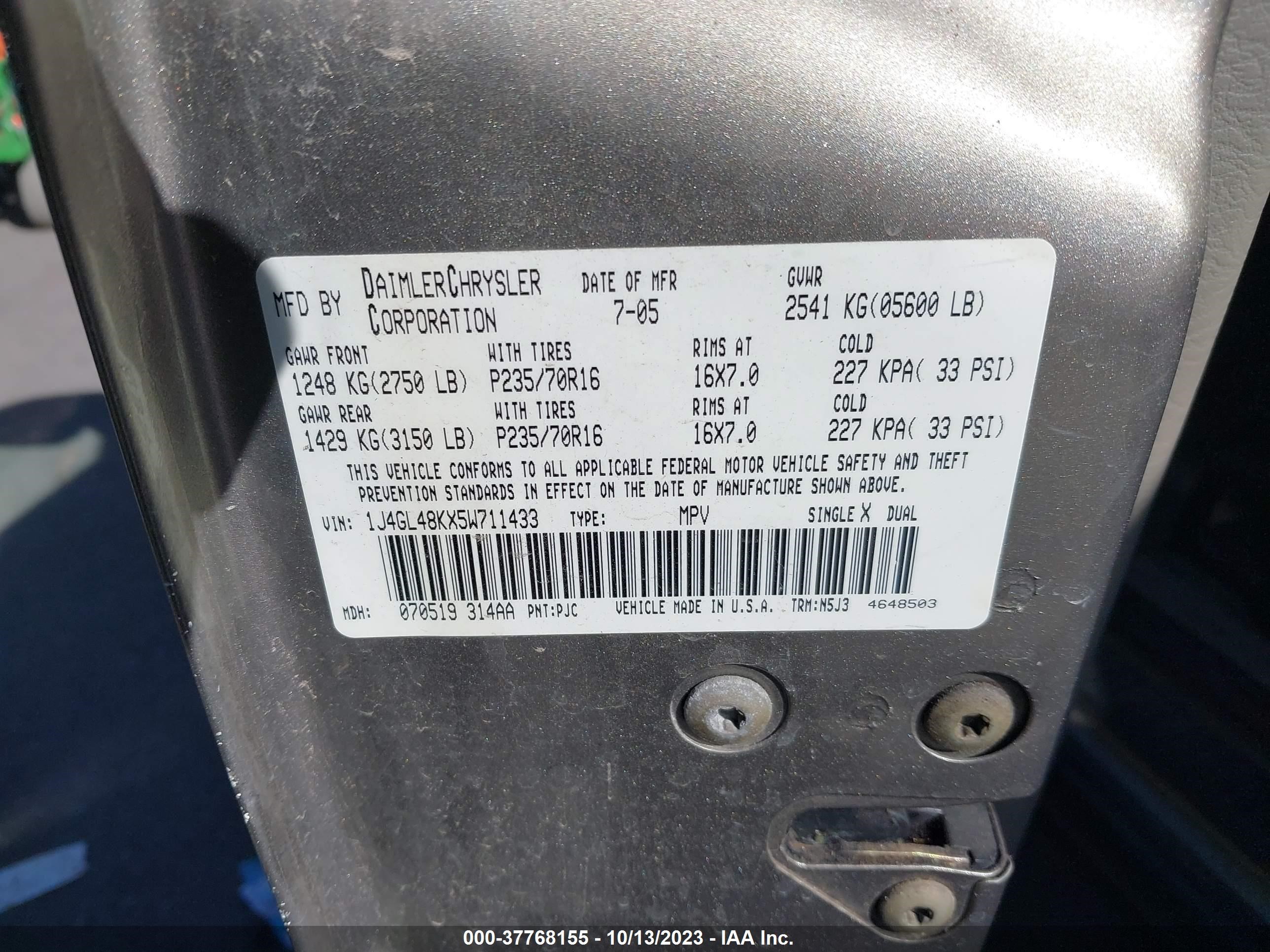 Photo 8 VIN: 1J4GL48KX5W711433 - JEEP LIBERTY (NORTH AMERICA) 