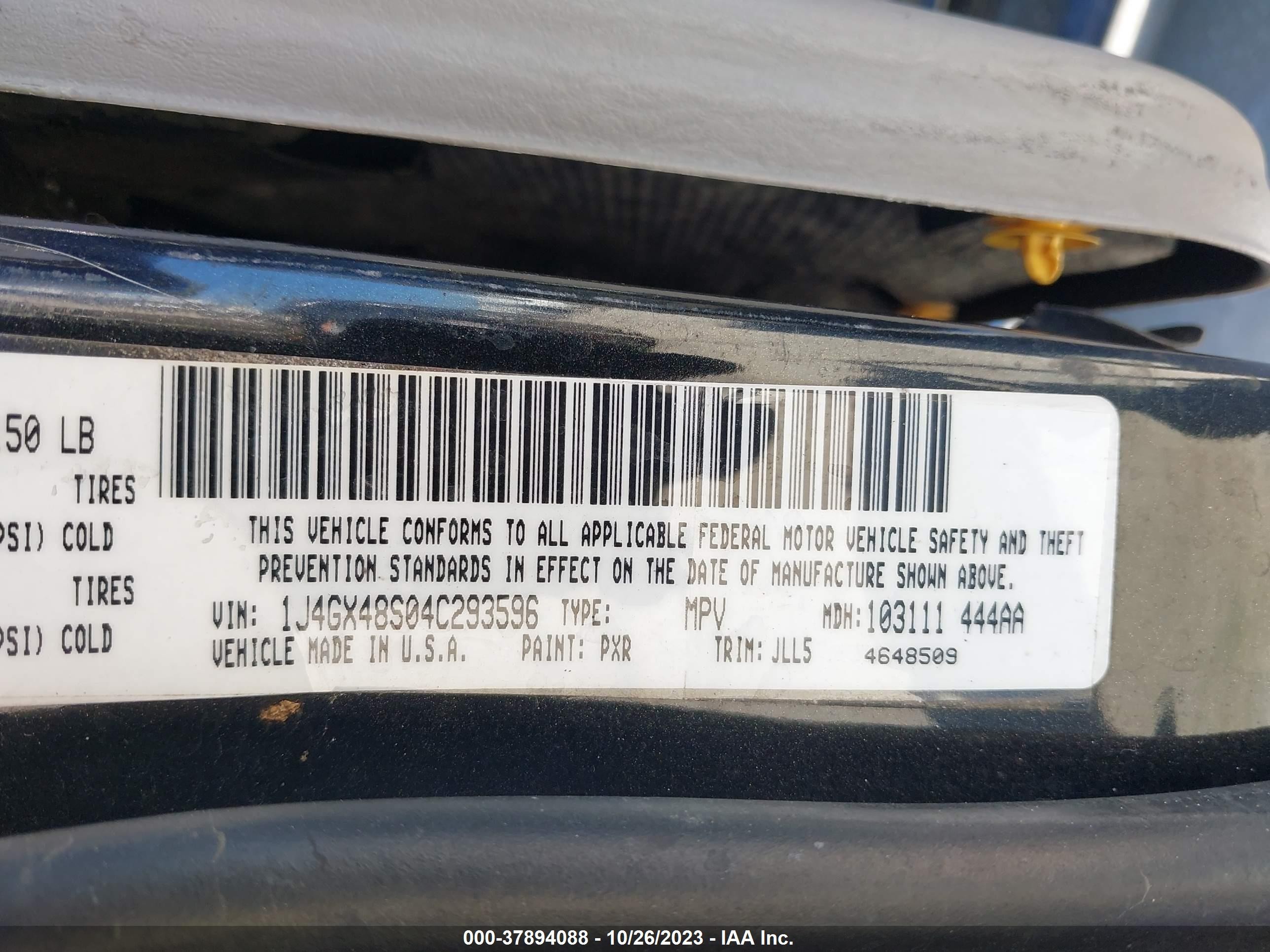 Photo 8 VIN: 1J4GX48S04C293596 - JEEP GRAND CHEROKEE 