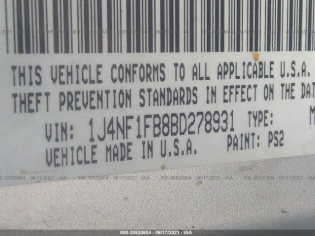 Photo 8 VIN: 1J4NF1FB8BD278931 - JEEP COMPASS 