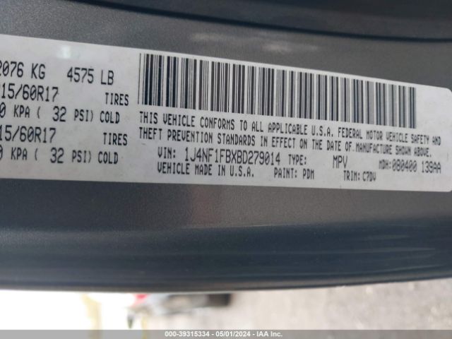 Photo 8 VIN: 1J4NF1FBXBD279014 - JEEP COMPASS 