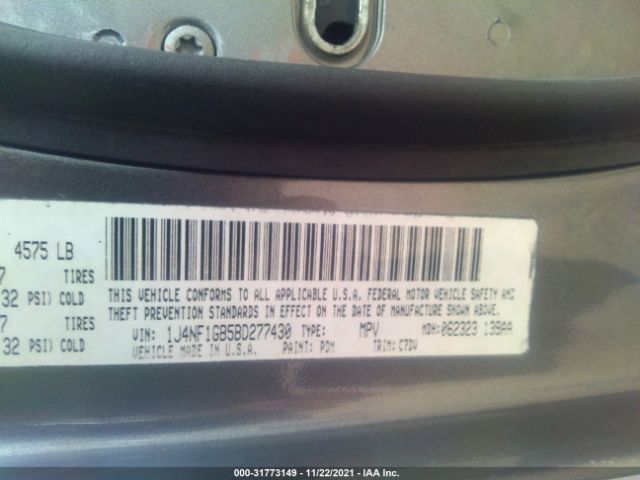 Photo 8 VIN: 1J4NF1GB5BD277430 - JEEP PATRIOT 