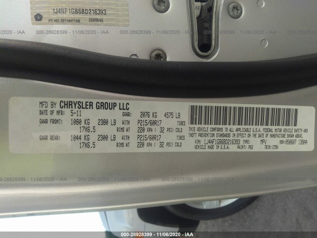 Photo 8 VIN: 1J4NF1GB6BD216393 - JEEP PATRIOT 