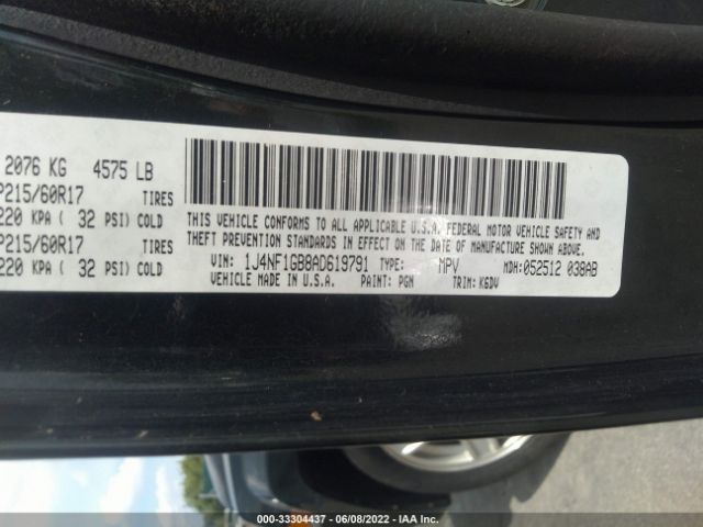 Photo 8 VIN: 1J4NF1GB8AD619791 - JEEP PATRIOT 