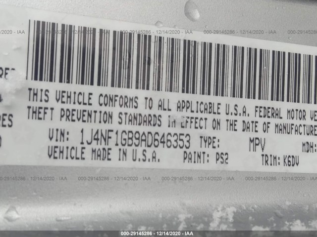 Photo 8 VIN: 1J4NF1GB9AD646353 - JEEP PATRIOT 