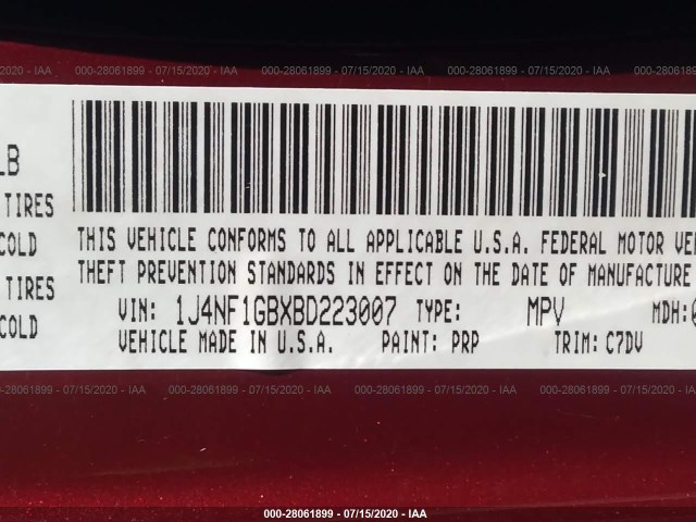 Photo 8 VIN: 1J4NF1GBXBD223007 - JEEP PATRIOT 