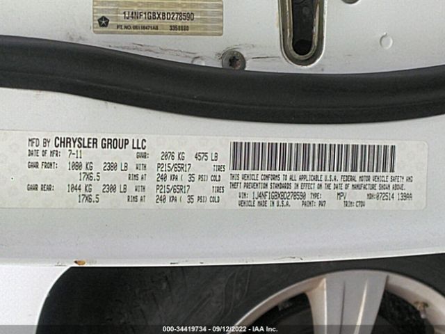 Photo 8 VIN: 1J4NF1GBXBD278590 - JEEP PATRIOT 