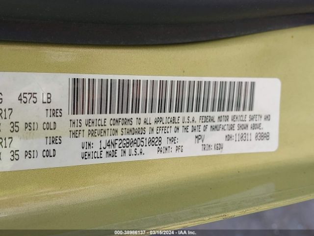 Photo 8 VIN: 1J4NF2GB0AD510828 - JEEP PATRIOT 