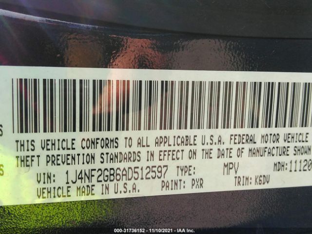 Photo 8 VIN: 1J4NF2GB6AD512597 - JEEP PATRIOT 