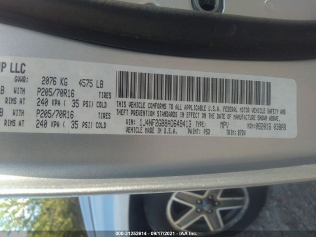 Photo 8 VIN: 1J4NF2GB8AD649413 - JEEP PATRIOT 