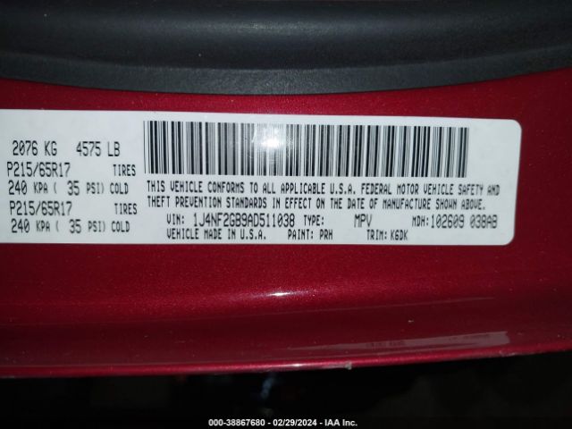 Photo 8 VIN: 1J4NF2GB9AD511038 - JEEP PATRIOT 