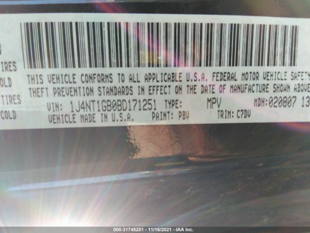 Photo 8 VIN: 1J4NT1GB0BD171251 - JEEP PATRIOT 