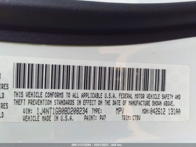 Photo 8 VIN: 1J4NT1GB0BD208234 - JEEP PATRIOT 